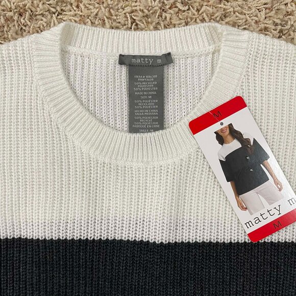 Matty M Women's Elbow Sleeve Colorblock Sweater, Size Medium (New) - Picture 5 of 13